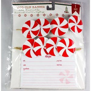 Horizon Group Peppermint Wood Clip Banner with Recipe Cards 10 Clips/Cards NEW